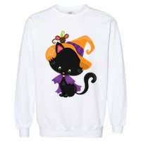 Cute Cat And Mouse Halloween Witch Garment-Dyed Sweatshirt