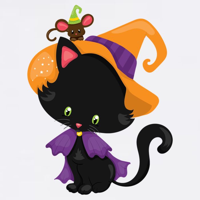 Cute Cat And Mouse Halloween Witch Garment-Dyed Sweatshirt