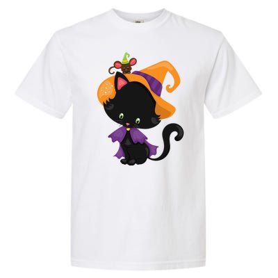 Cute Cat And Mouse Halloween Witch Garment-Dyed Heavyweight T-Shirt