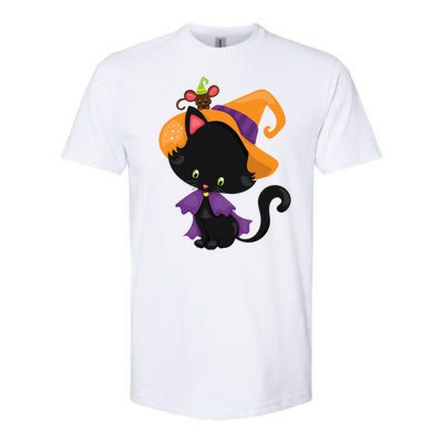 Cute Cat And Mouse Halloween Witch Softstyle CVC T-Shirt