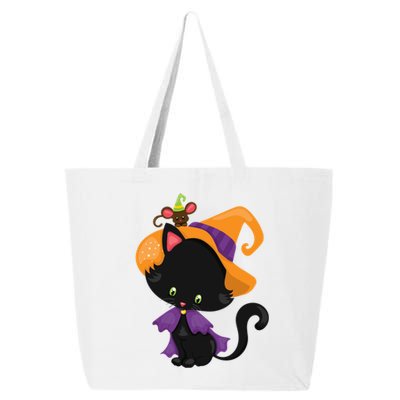 Cute Cat And Mouse Halloween Witch 25L Jumbo Tote