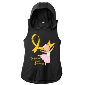 Childhood Cancer Awareness Yellow RIbbon Ballerina Ladies PosiCharge Tri-Blend Wicking Draft Hoodie Tank