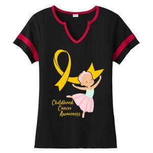 Childhood Cancer Awareness Yellow RIbbon Ballerina Ladies Halftime Notch Neck Tee