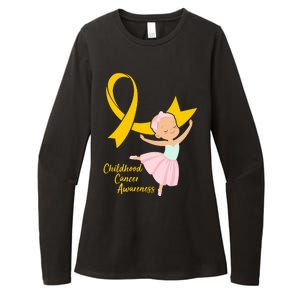 Childhood Cancer Awareness Yellow RIbbon Ballerina Womens CVC Long Sleeve Shirt