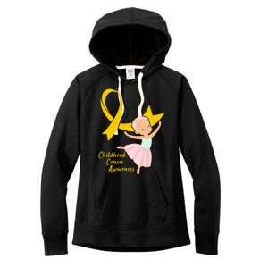 Childhood Cancer Awareness Yellow RIbbon Ballerina Women's Fleece Hoodie