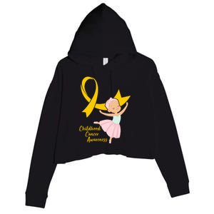 Childhood Cancer Awareness Yellow RIbbon Ballerina Crop Fleece Hoodie