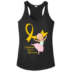 Childhood Cancer Awareness Yellow RIbbon Ballerina Ladies PosiCharge Competitor Racerback Tank