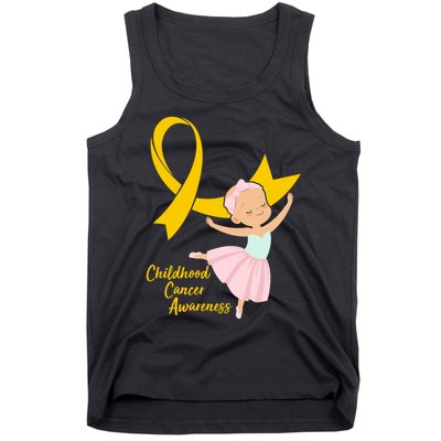 Childhood Cancer Awareness Yellow RIbbon Ballerina Tank Top