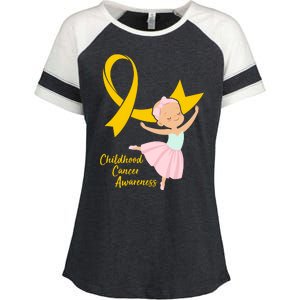 Childhood Cancer Awareness Yellow RIbbon Ballerina Enza Ladies Jersey Colorblock Tee