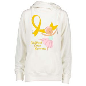 Childhood Cancer Awareness Yellow RIbbon Ballerina Womens Funnel Neck Pullover Hood