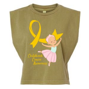 Childhood Cancer Awareness Yellow RIbbon Ballerina Garment-Dyed Women's Muscle Tee