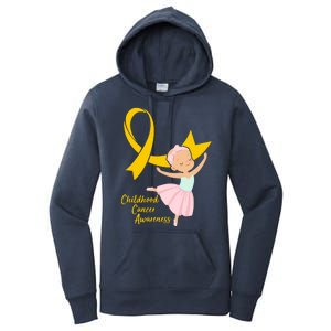 Childhood Cancer Awareness Yellow RIbbon Ballerina Women's Pullover Hoodie