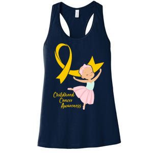 Childhood Cancer Awareness Yellow RIbbon Ballerina Women's Racerback Tank