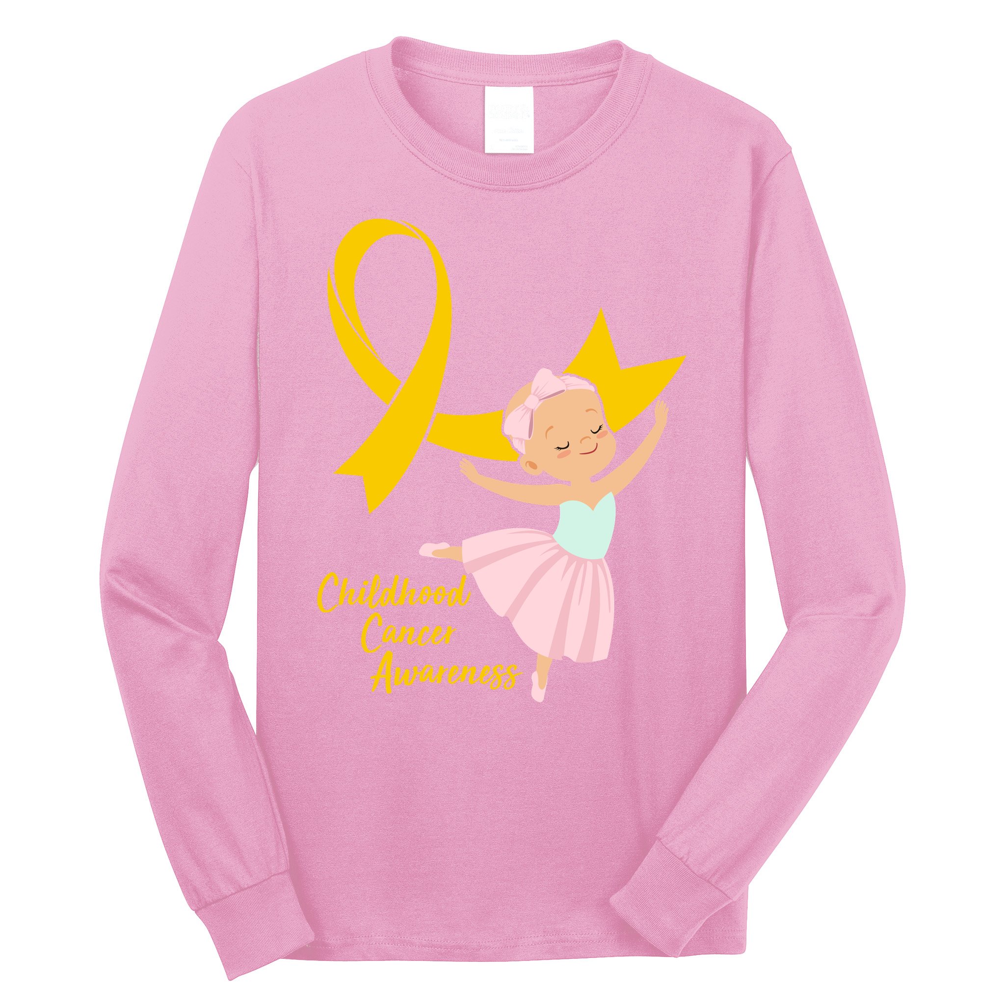 Childhood Cancer Awareness Yellow RIbbon Ballerina Long Sleeve Shirt