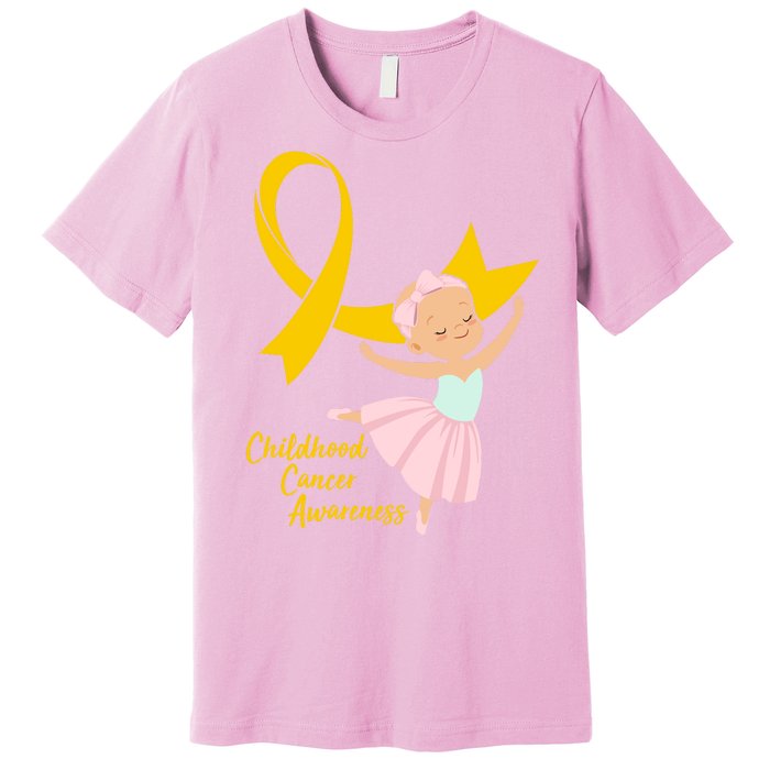 Childhood Cancer Awareness Yellow RIbbon Ballerina Premium T-Shirt