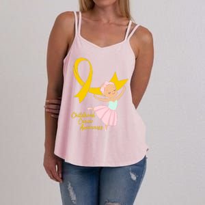 Childhood Cancer Awareness Yellow RIbbon Ballerina Women's Strappy Tank