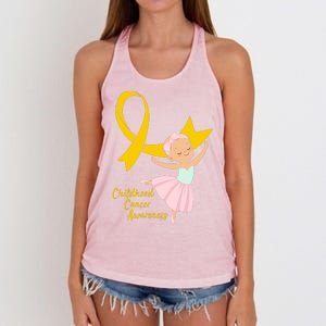 Childhood Cancer Awareness Yellow RIbbon Ballerina Women's Knotted Racerback Tank