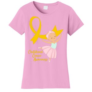 Childhood Cancer Awareness Yellow RIbbon Ballerina Women's T-Shirt