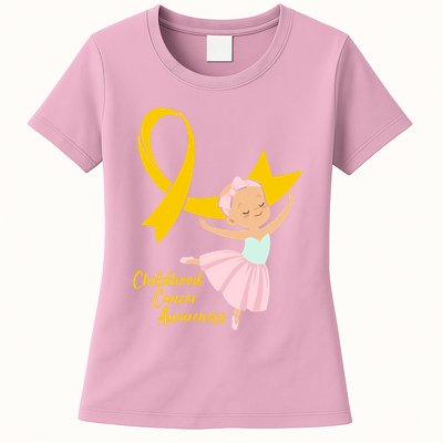 Childhood Cancer Awareness Yellow RIbbon Ballerina Womens T-Shirt