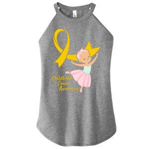 Childhood Cancer Awareness Yellow RIbbon Ballerina Women's Perfect Tri Rocker Tank