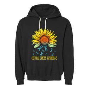 Cervical Cancer Awareness Sunflower Garment-Dyed Fleece Hoodie