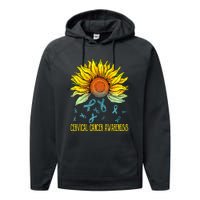 Cervical Cancer Awareness Sunflower Performance Fleece Hoodie