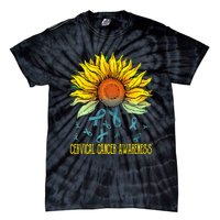 Cervical Cancer Awareness Sunflower Tie-Dye T-Shirt