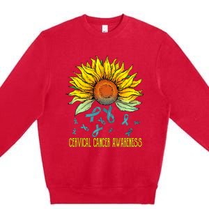 Cervical Cancer Awareness Sunflower Premium Crewneck Sweatshirt