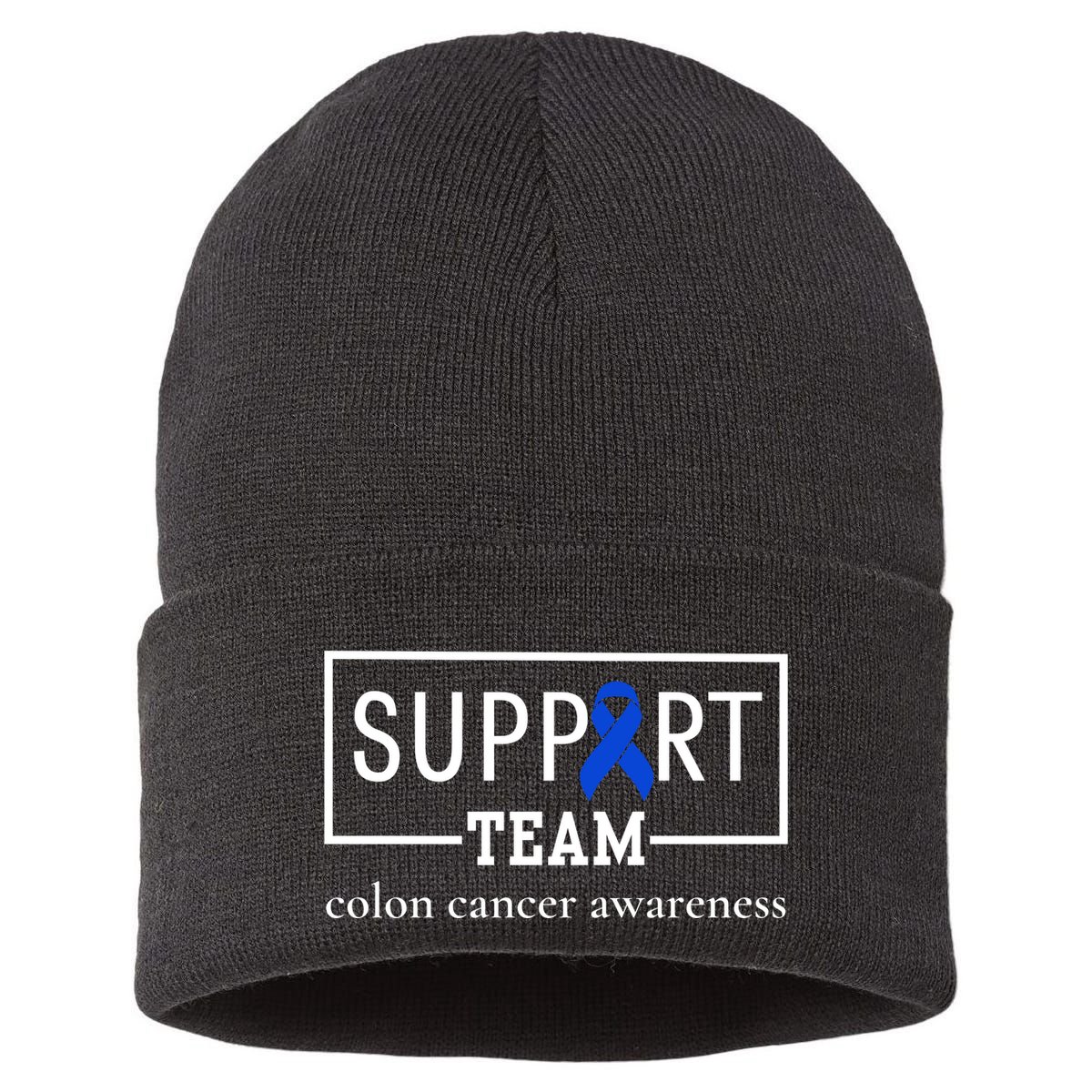 Colon Cancer Awareness Support Team Sustainable Knit Beanie