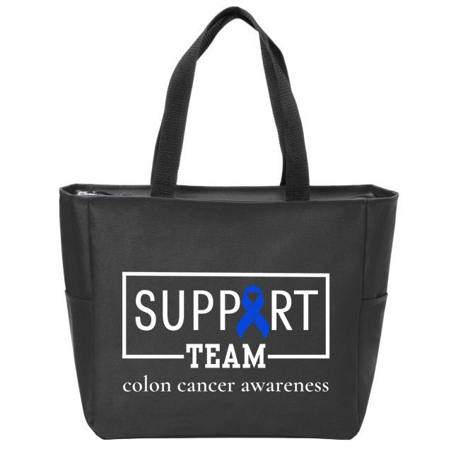 Colon Cancer Awareness Support Team Zip Tote Bag