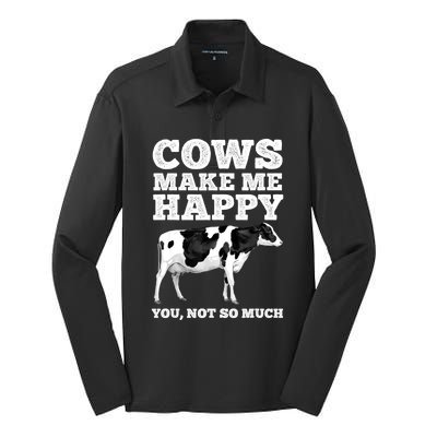 Cool Cow Art For Women Cow Farmer Dairy Cows Farm Animal Silk Touch Performance Long Sleeve Polo