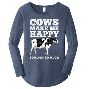 Cool Cow Art For Women Cow Farmer Dairy Cows Farm Animal Women's Perfect Tri Tunic Long Sleeve Shirt