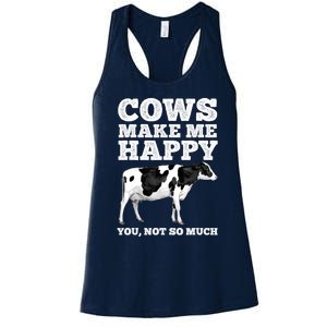 Cool Cow Art For Women Cow Farmer Dairy Cows Farm Animal Women's Racerback Tank