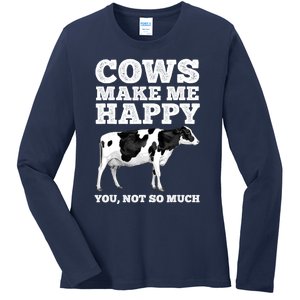 Cool Cow Art For Women Cow Farmer Dairy Cows Farm Animal Ladies Long Sleeve Shirt