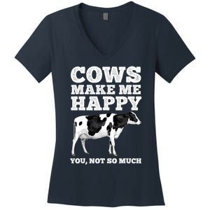 Cool Cow Art For Women Cow Farmer Dairy Cows Farm Animal Women's V-Neck T-Shirt