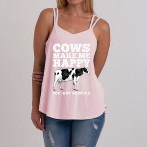 Cool Cow Art For Women Cow Farmer Dairy Cows Farm Animal Women's Strappy Tank