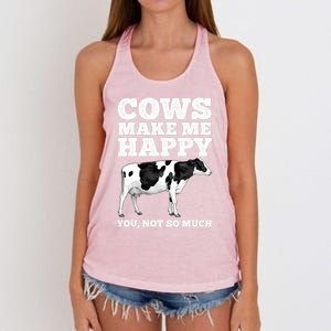 Cool Cow Art For Women Cow Farmer Dairy Cows Farm Animal Women's Knotted Racerback Tank