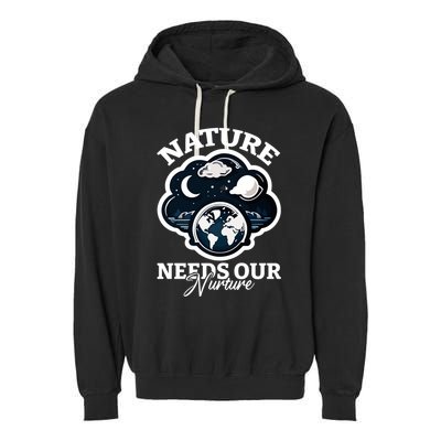 Climate Change Awareness Print Garment-Dyed Fleece Hoodie