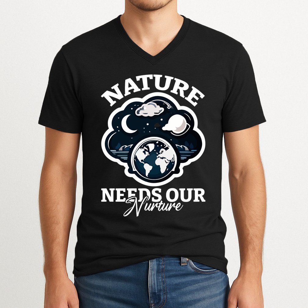 Climate Change Awareness Print V-Neck T-Shirt