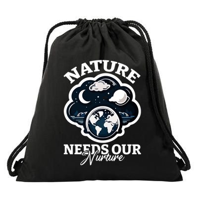 Climate Change Awareness Print Drawstring Bag