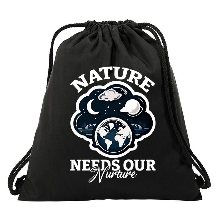 Climate Change Awareness Print Drawstring Bag