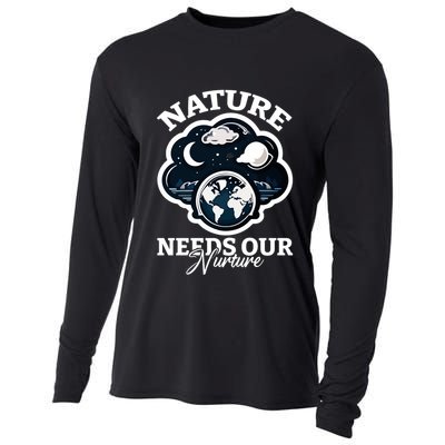 Climate Change Awareness Print Cooling Performance Long Sleeve Crew