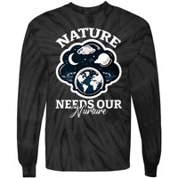 Climate Change Awareness Print Tie-Dye Long Sleeve Shirt