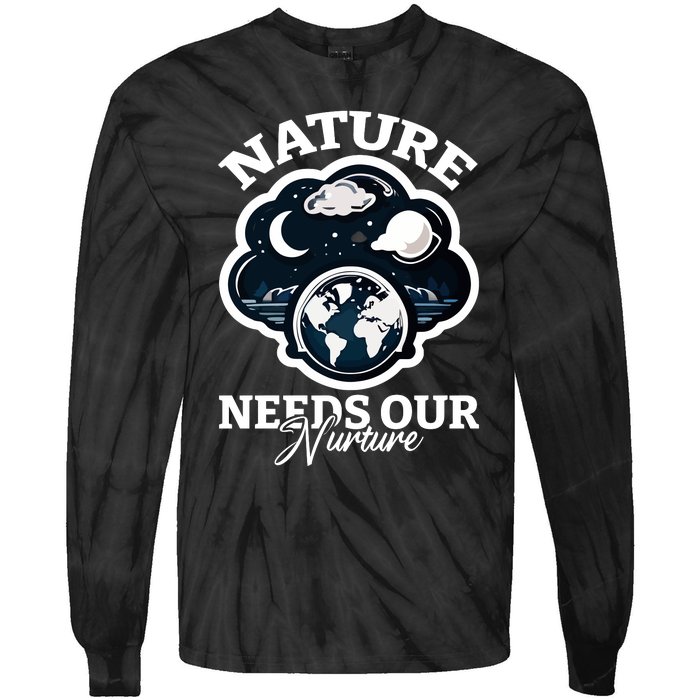 Climate Change Awareness Print Tie-Dye Long Sleeve Shirt