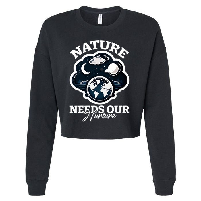 Climate Change Awareness Print Cropped Pullover Crew
