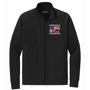 Cornhole Champion American Flag USA July 4th Cornhole Stretch Full-Zip Cadet Jacket