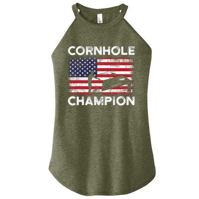 Cornhole Champion American Flag USA July 4th Cornhole Women’s Perfect Tri Rocker Tank