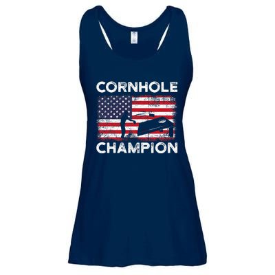 Cornhole Champion American Flag USA July 4th Cornhole Ladies Essential Flowy Tank