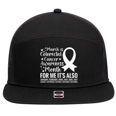 Colorectal Cancer Awareness Month Colon Cancer Survivor 7 Panel Mesh Trucker Snapback Hat