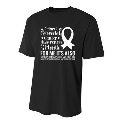 Colorectal Cancer Awareness Month Colon Cancer Survivor Youth Performance Sprint T-Shirt